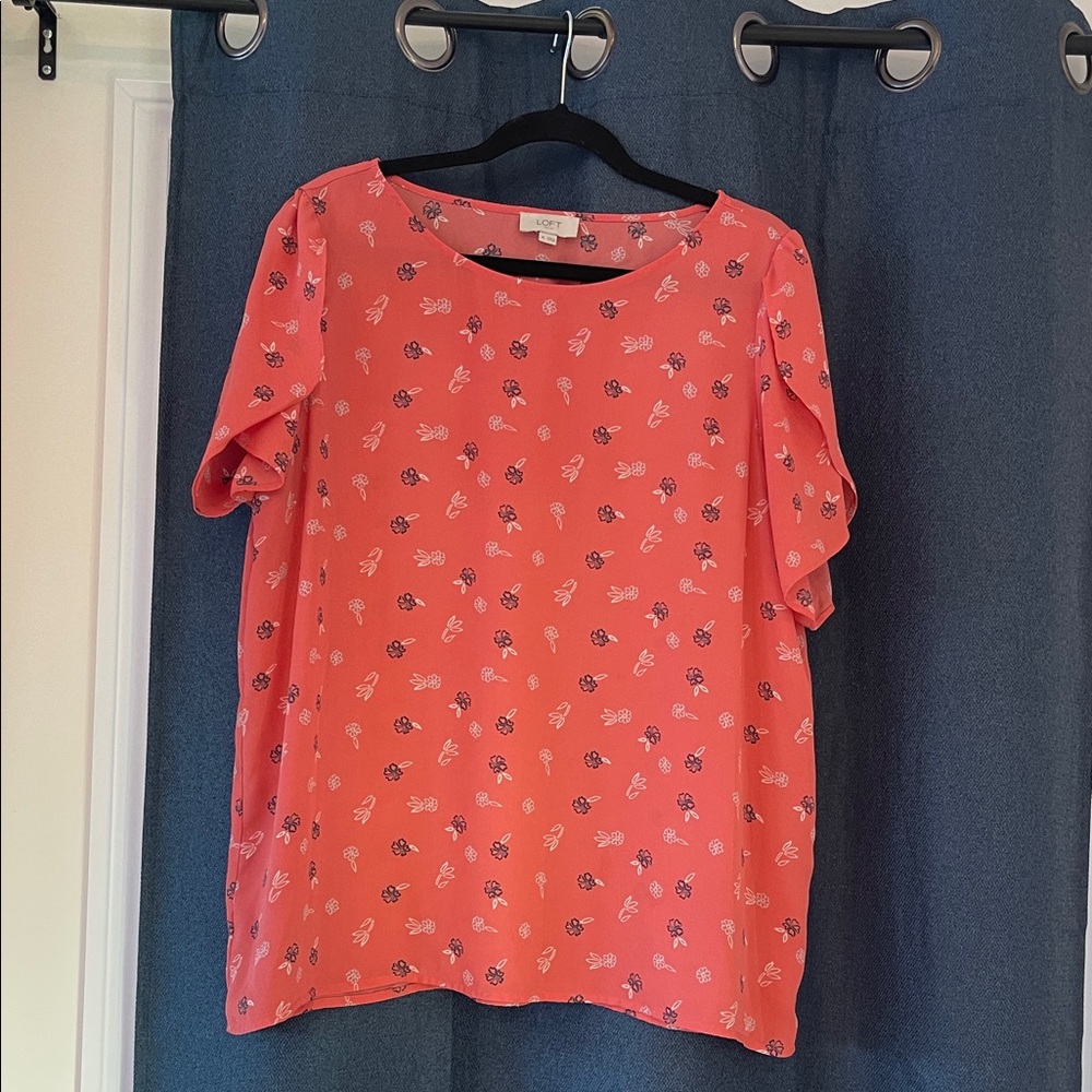 LOFT Coral Floral Blouse